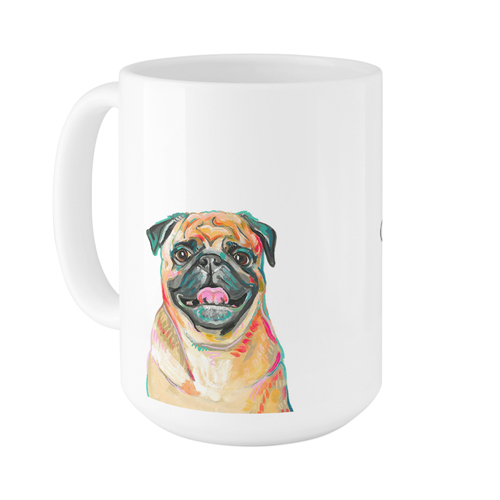 Pug Custom Text Mug, White,  , 15oz, Multicolor