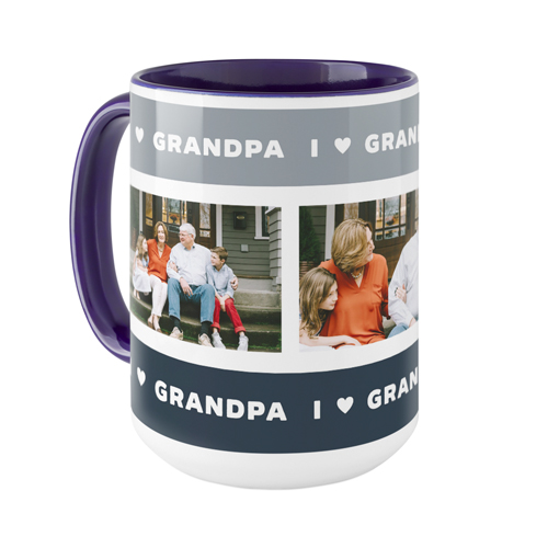 I Heart Grandpa Mug, Blue, , 15oz, Black, silhouette