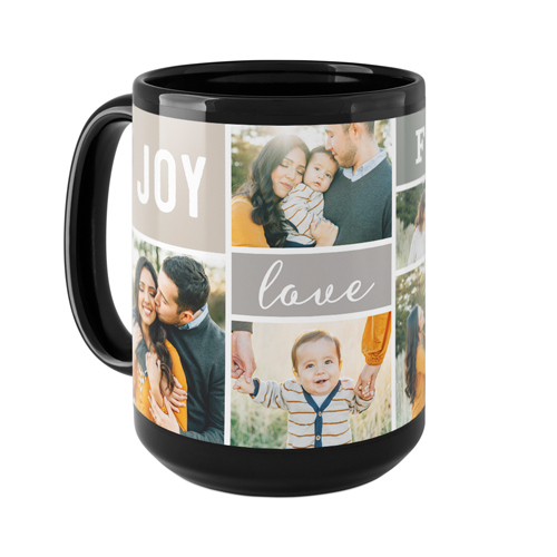 Joy Love Family Mug, Black,  , 15oz, Gray
