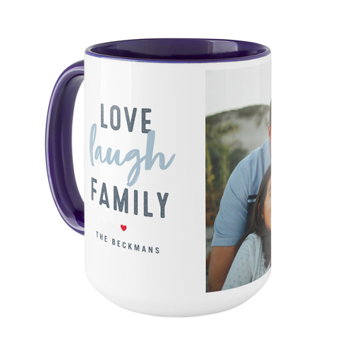 Love Laugh Family Mug, Blue,  , 15oz, White