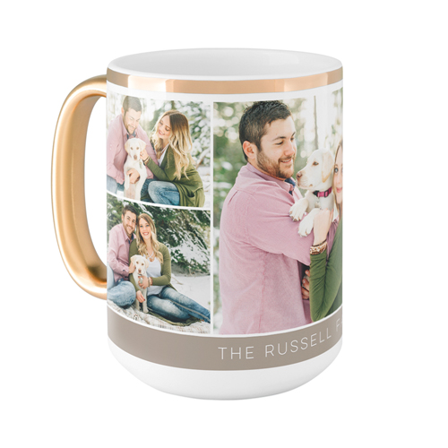 Simply Family Mug, Gold Handle,  , 15oz, Brown