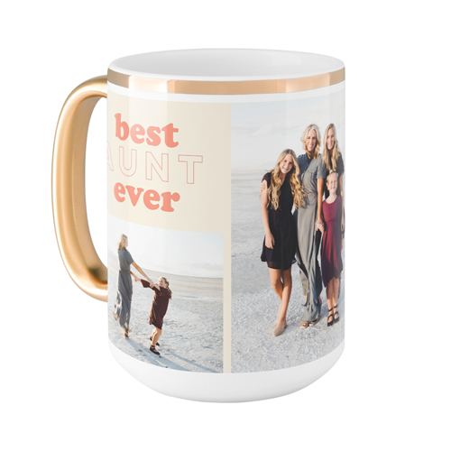 Best Aunt Ever Mug, Gold Handle,  , 15oz, Beige