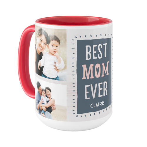 Best Mom Heart Mug, Red,  , 15oz, Gray