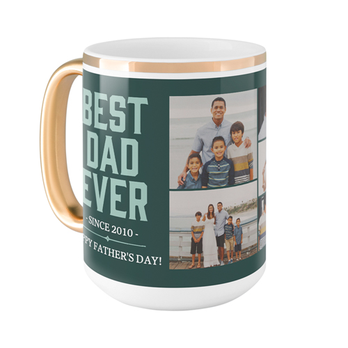 Best Dad Mug, Gold Handle,  , 15oz, Green