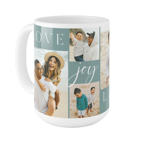 Love Joy Laughter Mug, White, , 15oz, Blue, cedar
