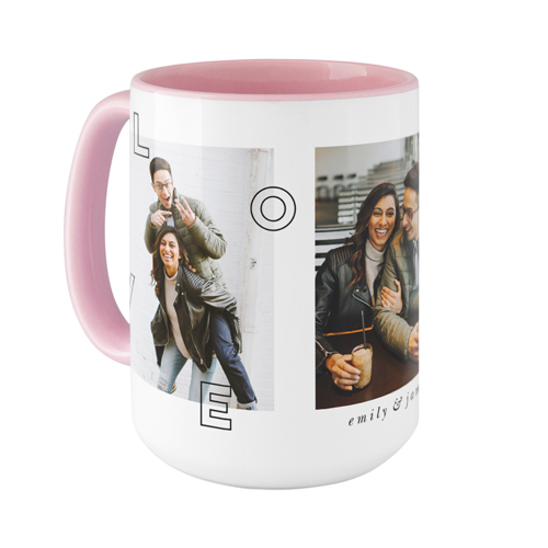 Love You All Over Mug, Pink, , 15oz, White, white