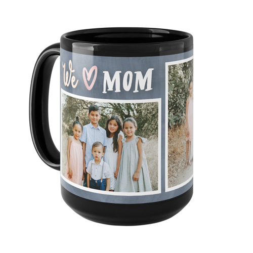 Modern We Heart Mom Mug, Black,  , 15oz, Gray