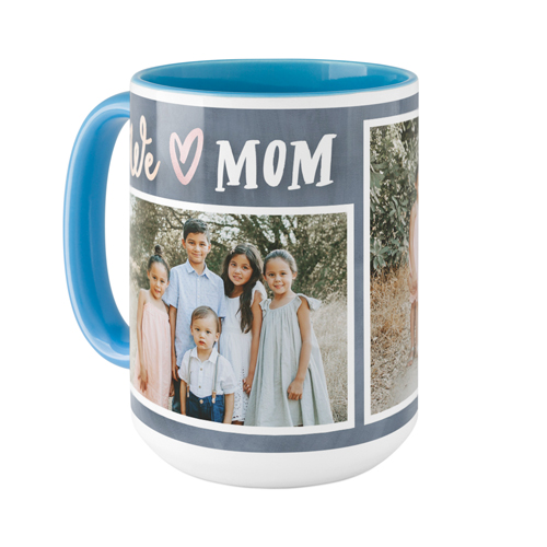 Modern We Heart Mom Mug, Light Blue,  , 15oz, Gray
