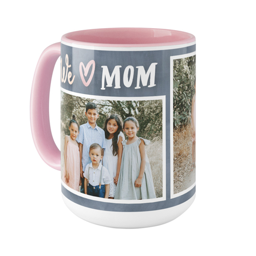 Modern We Heart Mom Mug, Pink,  , 15oz, Gray