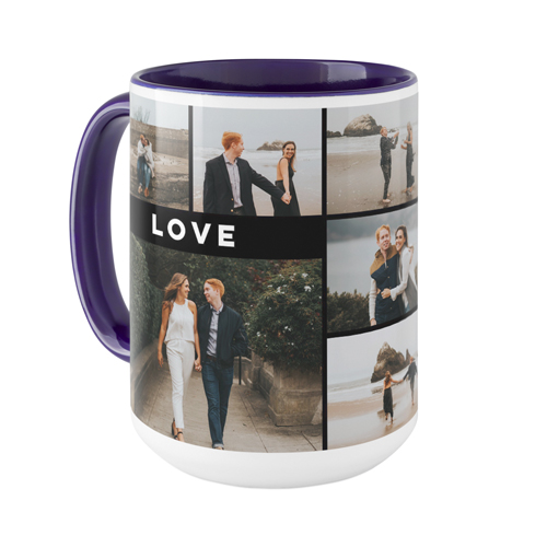 Eternal Love Grid Mug, Blue, , 15oz, Black, black