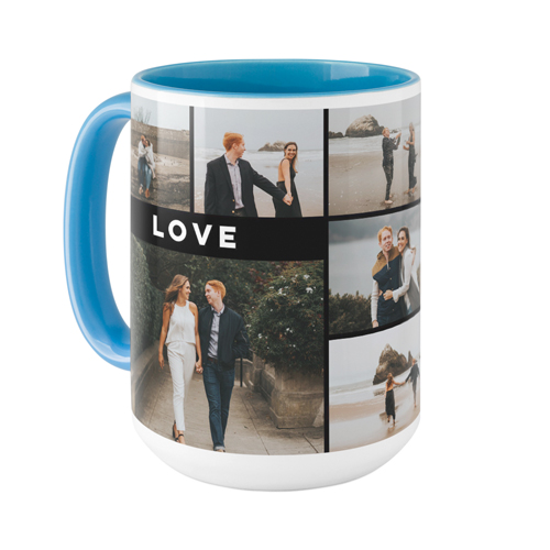 Eternal Love Grid Mug, Light Blue,  , 15oz, Black