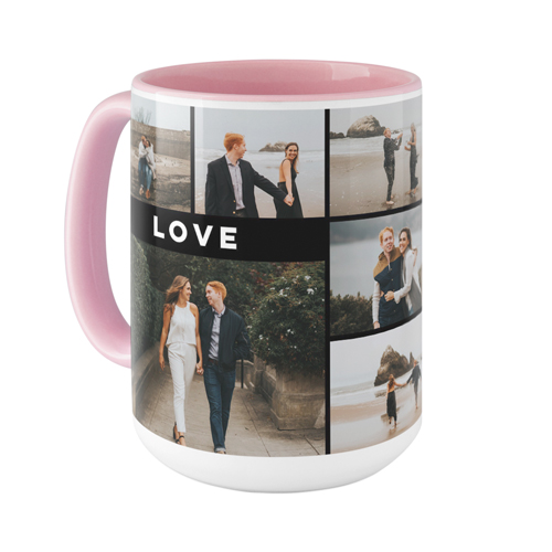 Eternal Love Grid Mug, Pink,  , 15oz, Black