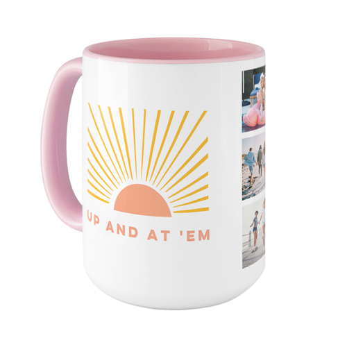 Sunrises and Coffee Mug, Pink,  , 15oz, White