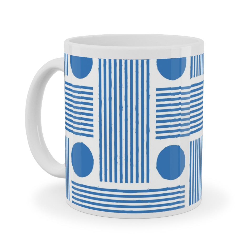 Beams - Blue Ceramic Mug, White, , 11oz, Blue, True Blue