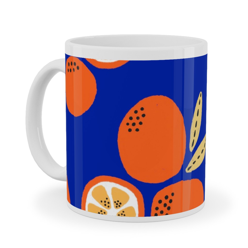 Clemantine - Blue Ceramic Mug, White,  , 11oz, Blue