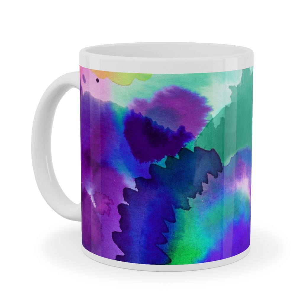 Abstract Floral Watercolor - Multi Ceramic Mug, White,  , 11oz, Multicolor