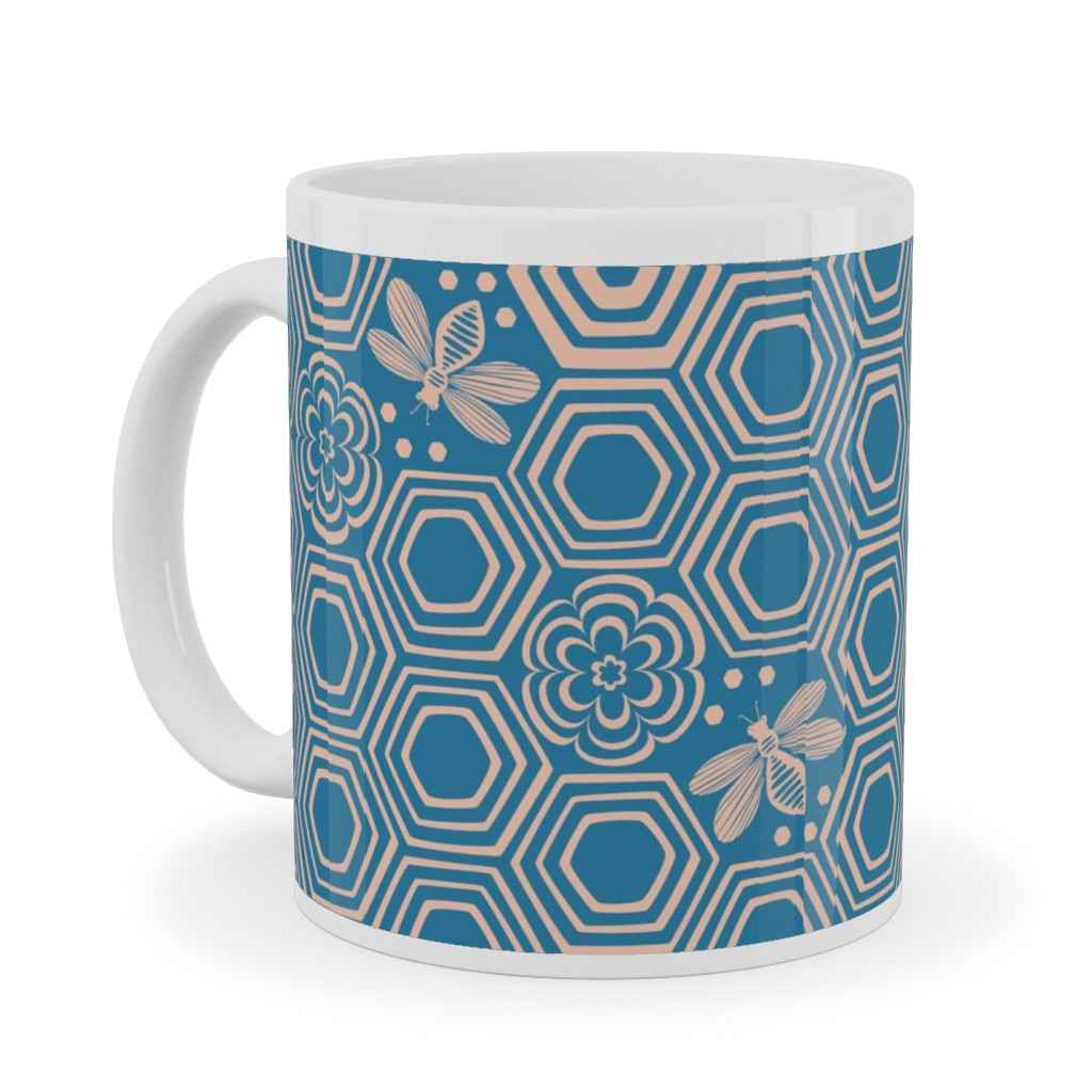 Honeyrose Ceramic Mug, White, , 11oz, Blue, True Blue