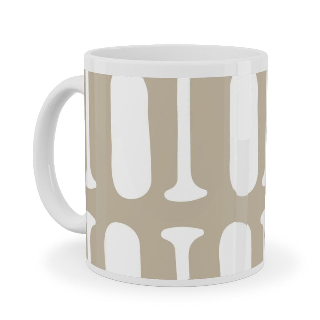 Nautical Boat Oars/Paddles - Neutral Beige Ceramic Mug, White, , 11oz, Beige, Pearl