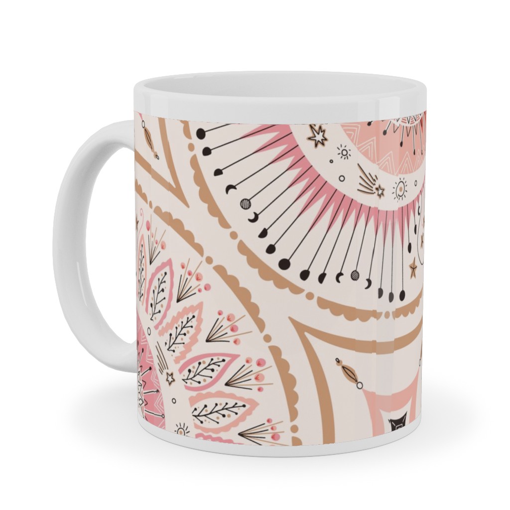 Celestial Talisman Ceramic Mug, White,  , 11oz, Pink