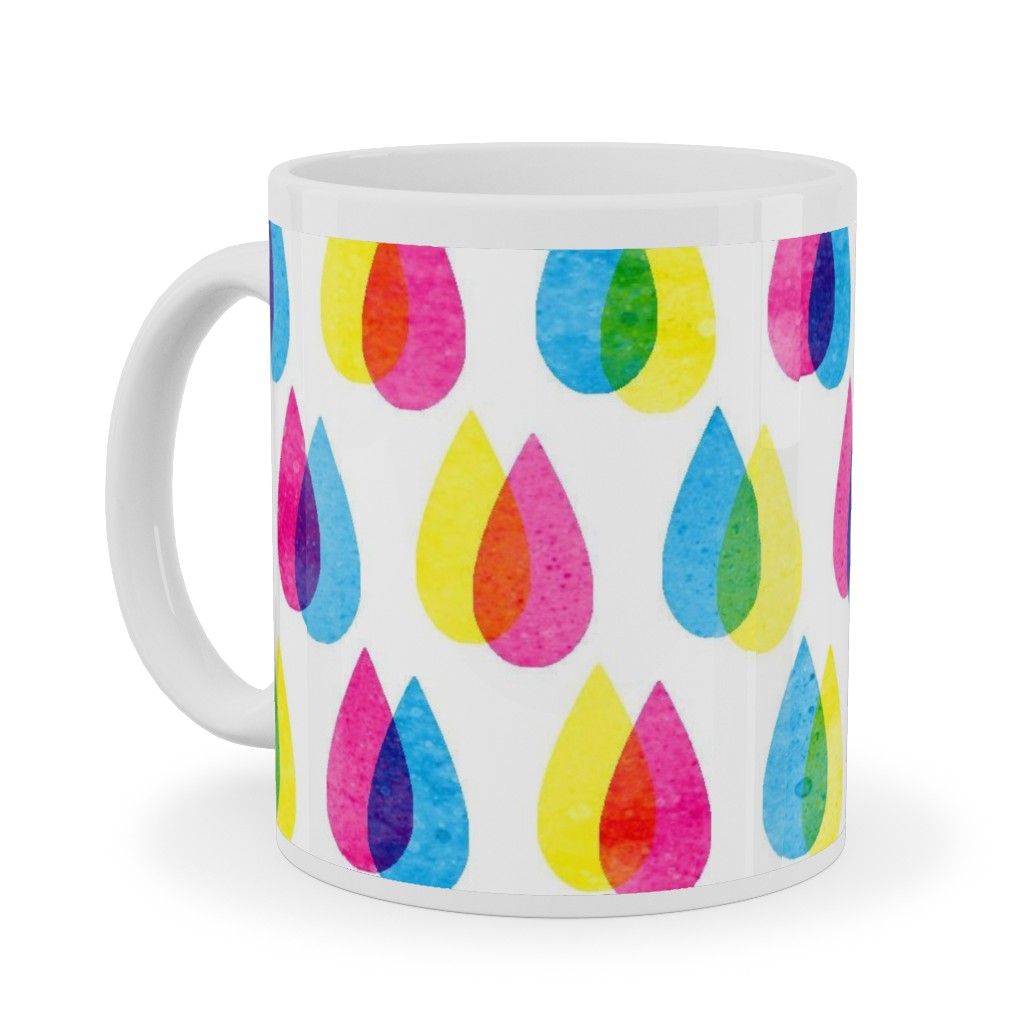 Drops Ceramic Mug, White, , 11oz, Multicolor, White