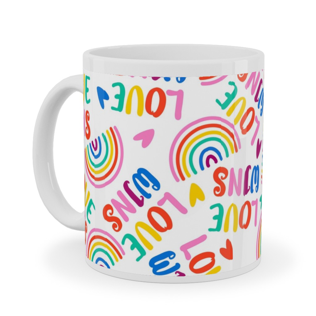 Love Wins - Pride - Brights Ceramic Mug, White,  , 11oz, Multicolor