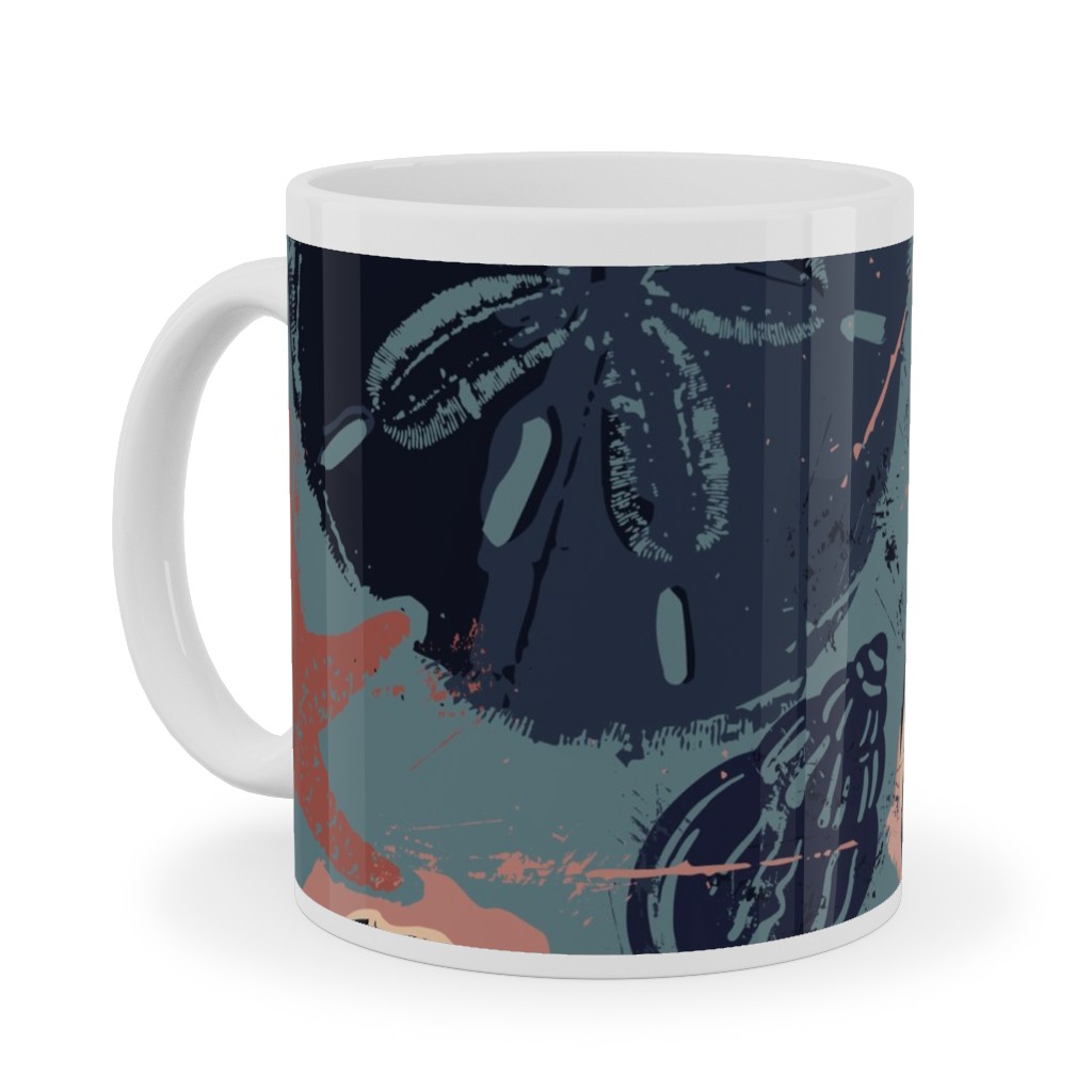 Seashells Ceramic Mug, White, , 11oz, Multicolor, Metal