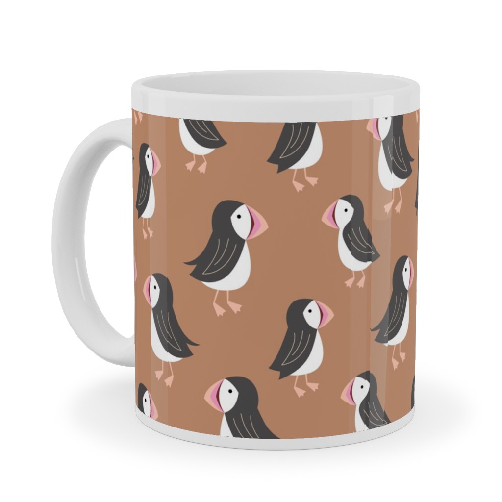 Little Puffin Friends Ceramic Mug, White, , 11oz, Brown, Hazelnut