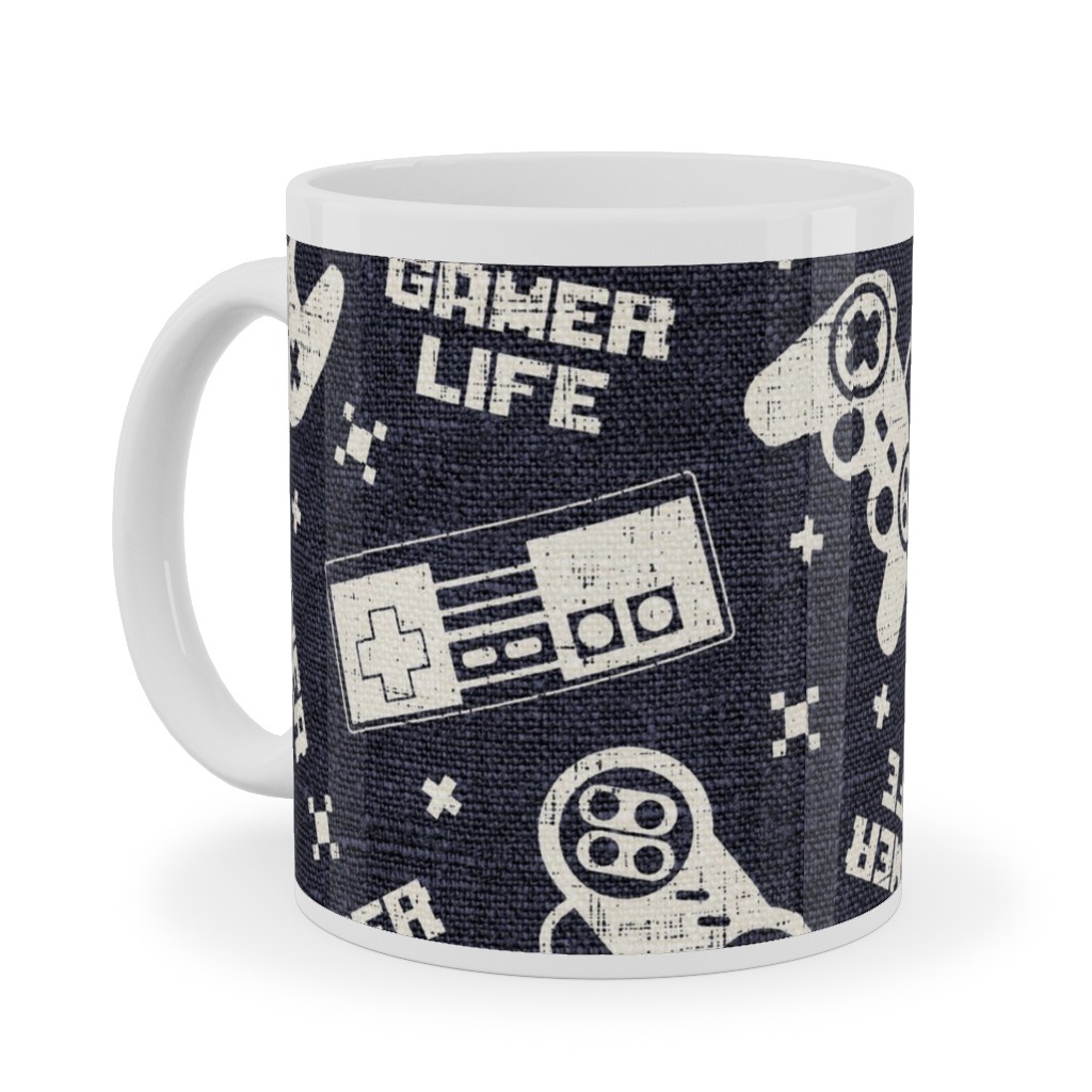 Gamer Life Ceramic Mug, White,  , 11oz, Blue
