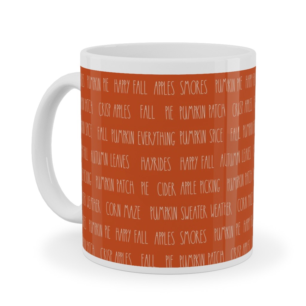 Fall Fun Typography - Orange Ceramic Mug, White, , 11oz, Orange, Orange