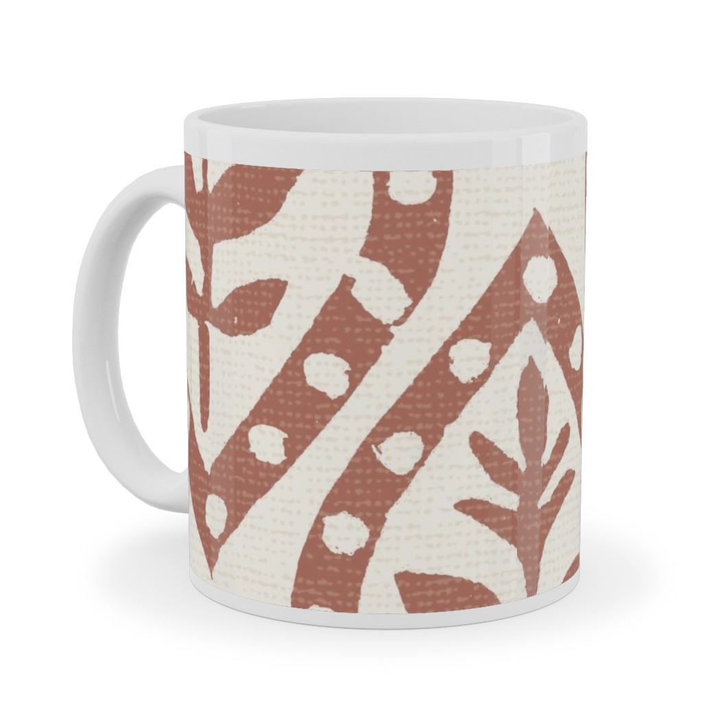 Molly's Print - Terracotta Ceramic Mug, White,  , 11oz, Brown