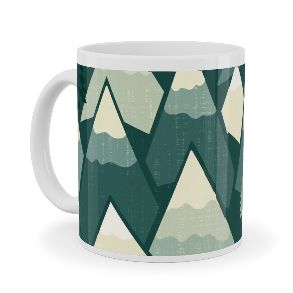 the Mountains Are Calling Ceramic Mug, White, , 11oz, Green, Verdant