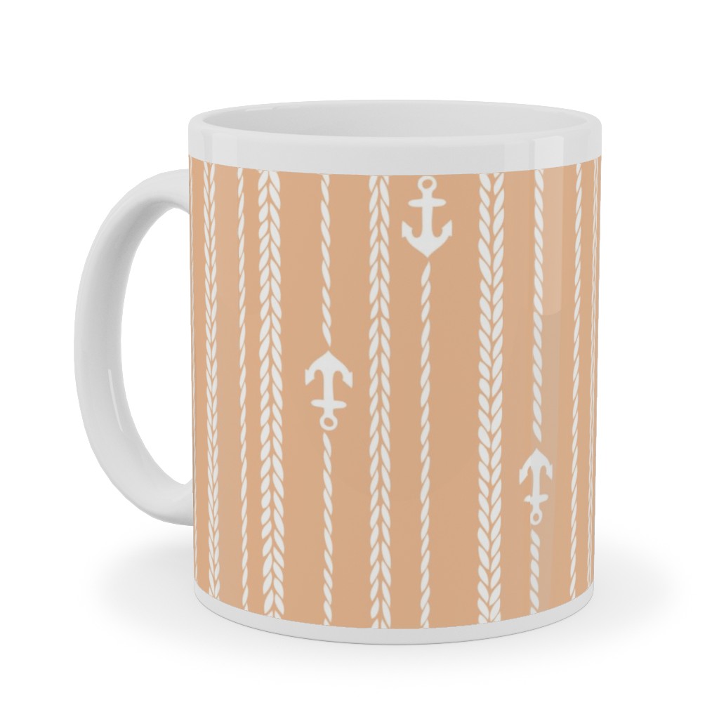 Ropes and Anchors - Orange and White Ceramic Mug, White, , 11oz, Orange, Orange