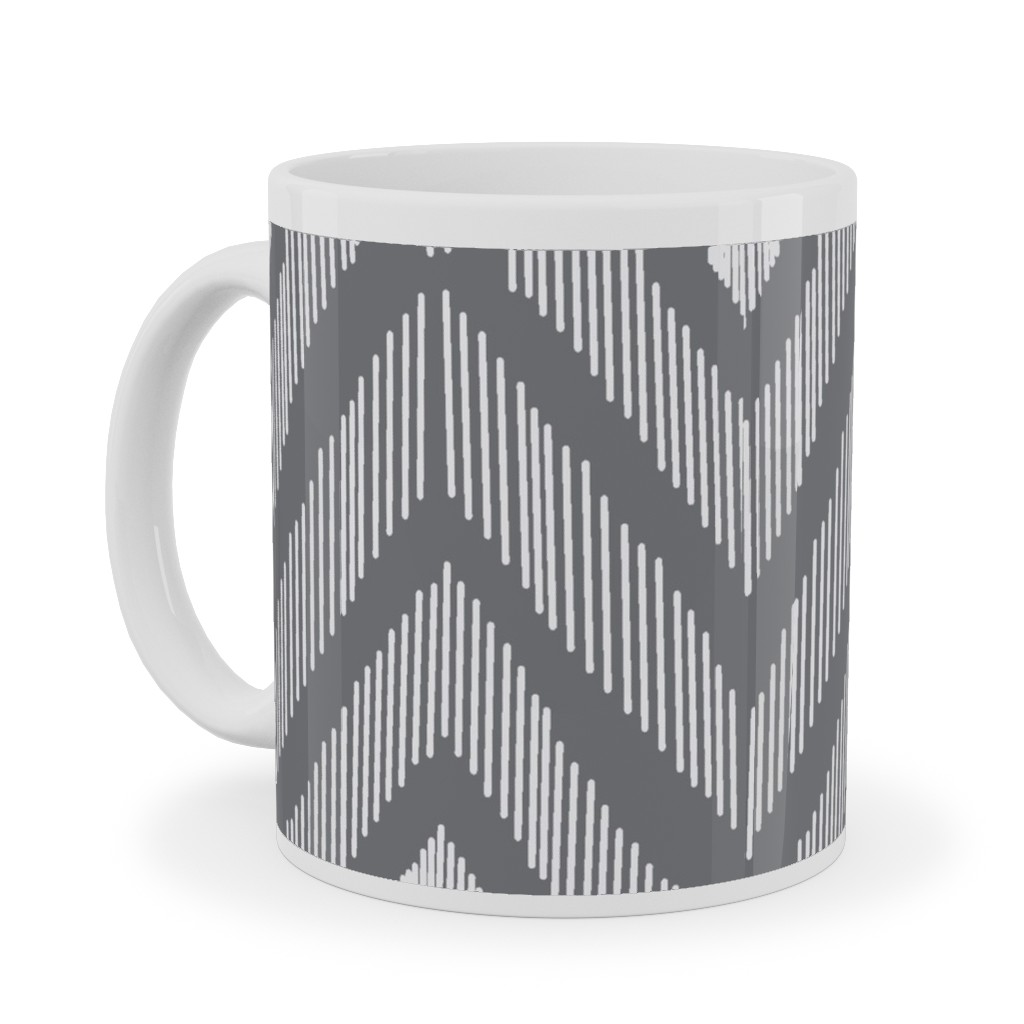 Ikat Ceramic Mug, White, , 11oz, Gray, Slate