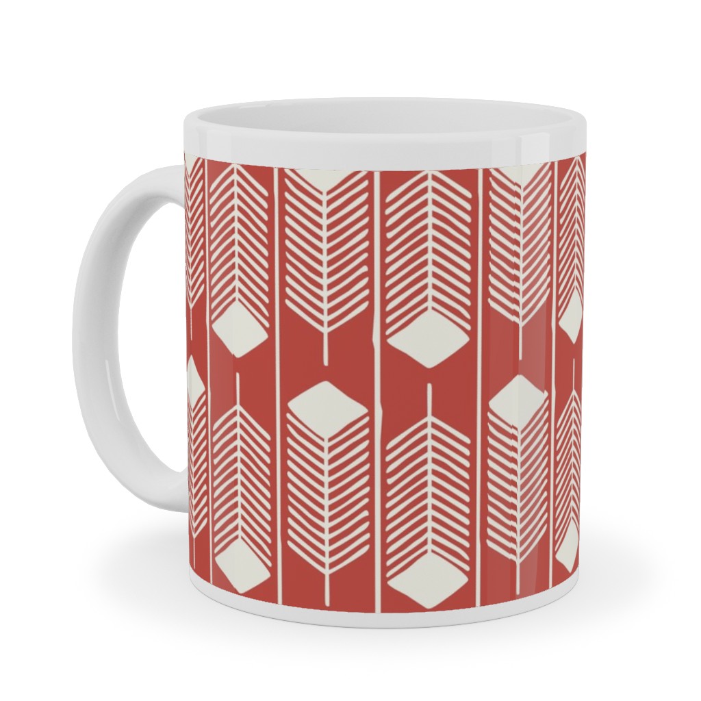 Feathers Charging - Red Ceramic Mug, White,  , 11oz, Red