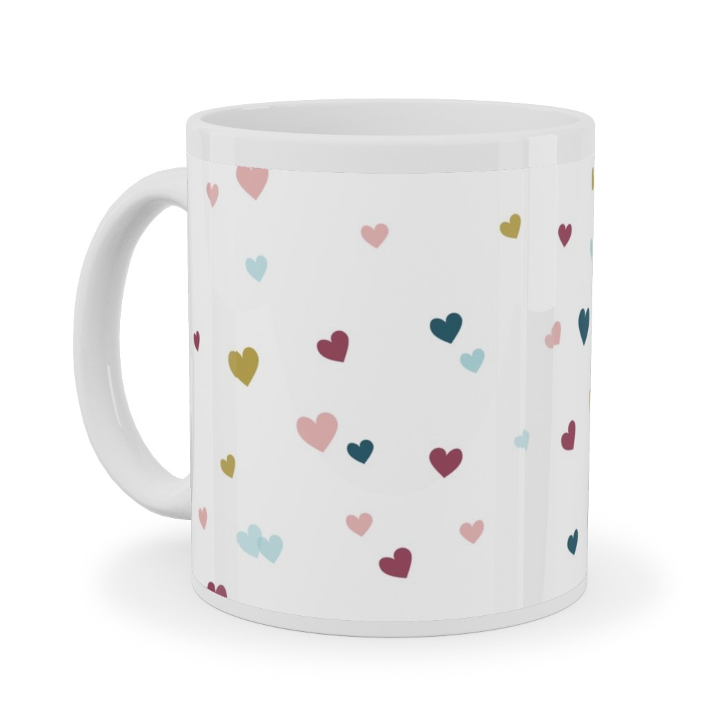 Confetti Hearts - White and Multi Ceramic Mug, White,  , 11oz, Multicolor