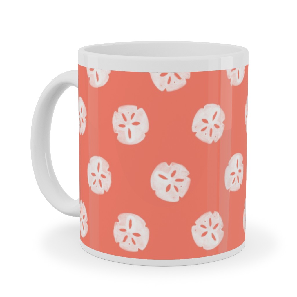 Sand Dollars - Coral Ceramic Mug, White, , 11oz, Orange, Orange