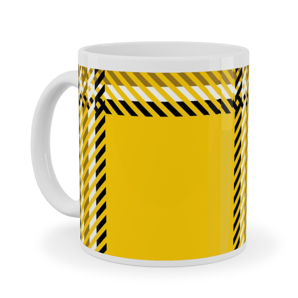 Cher's Plaid Ceramic Mug, White, , 11oz, Yellow, Classic Yellow