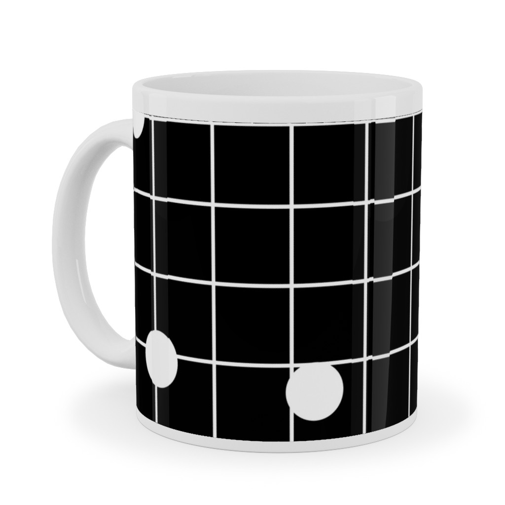 Dot Line - Black and White Ceramic Mug, White, , 11oz, Black, Black