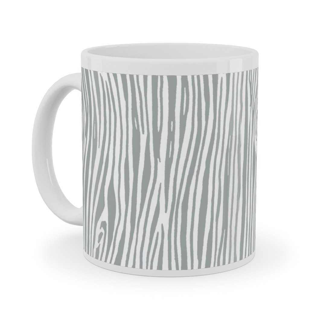 Woodgrain - Gray Ceramic Mug, White,  , 11oz, Gray