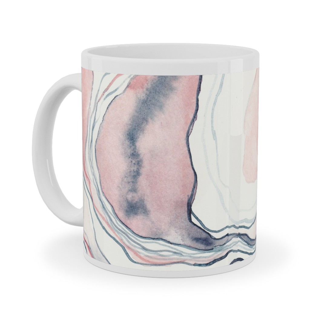 Watercolor Marble Ceramic Mug, White,  , 11oz, Pink