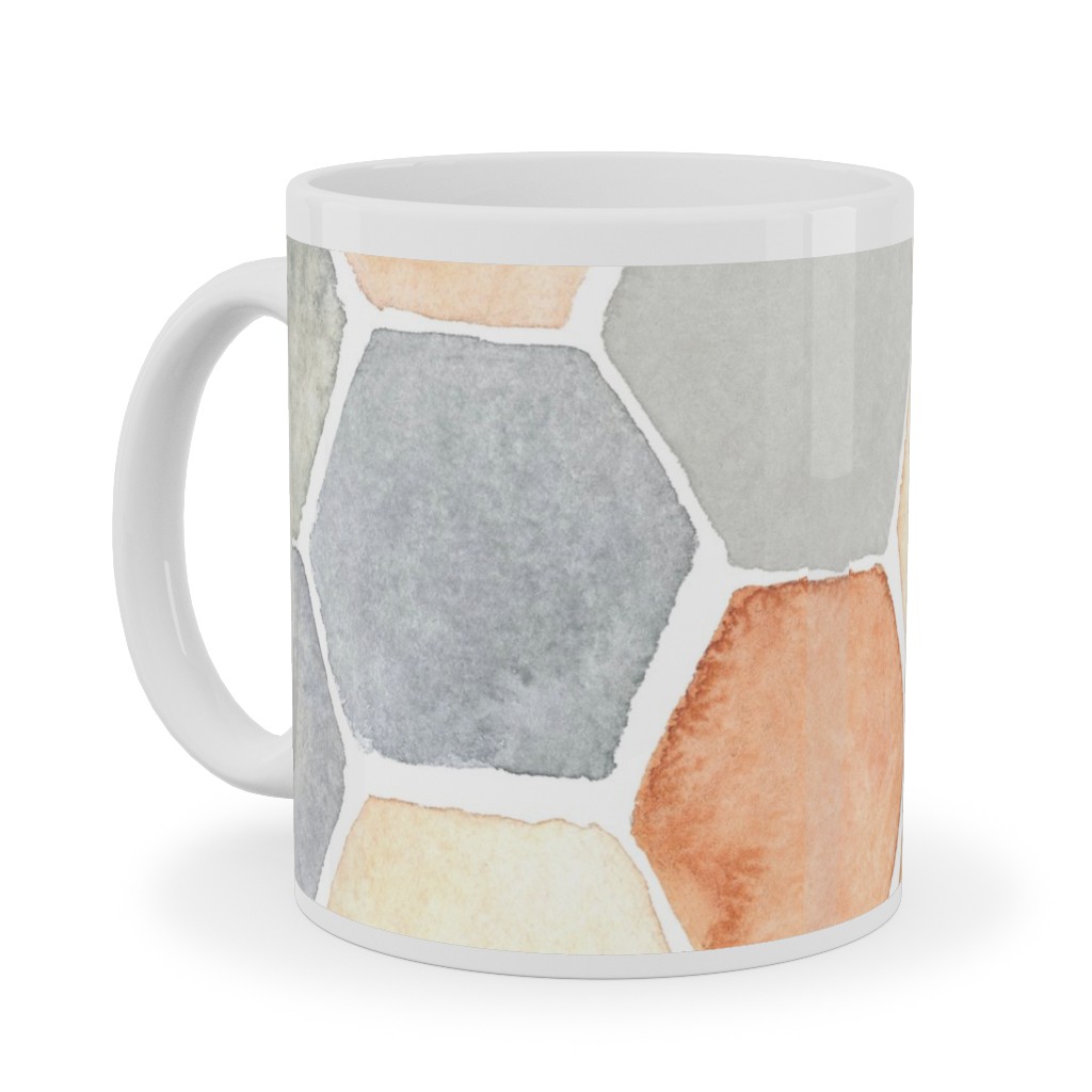 Hexagon - Warm Ceramic Mug, White,  , 11oz, Multicolor