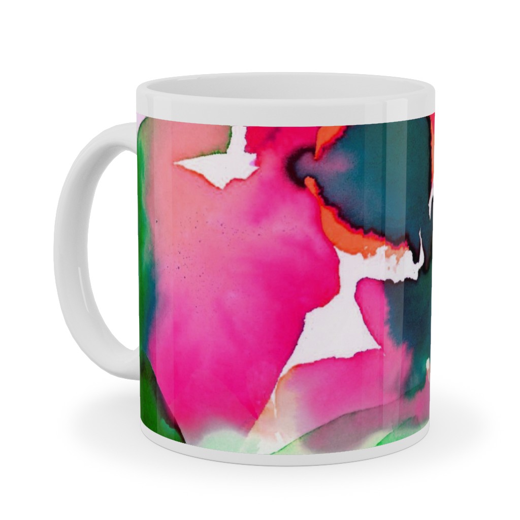 Abstract Flora Watercolor - Multi Ceramic Mug, White,  , 11oz, Multicolor