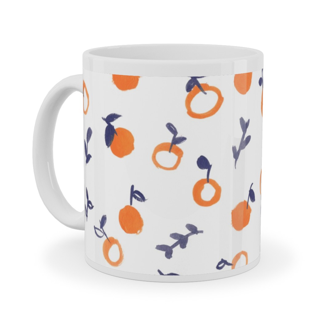 Whimsical Watercolor Orange Ceramic Mug, White, , 11oz, Orange, Orange