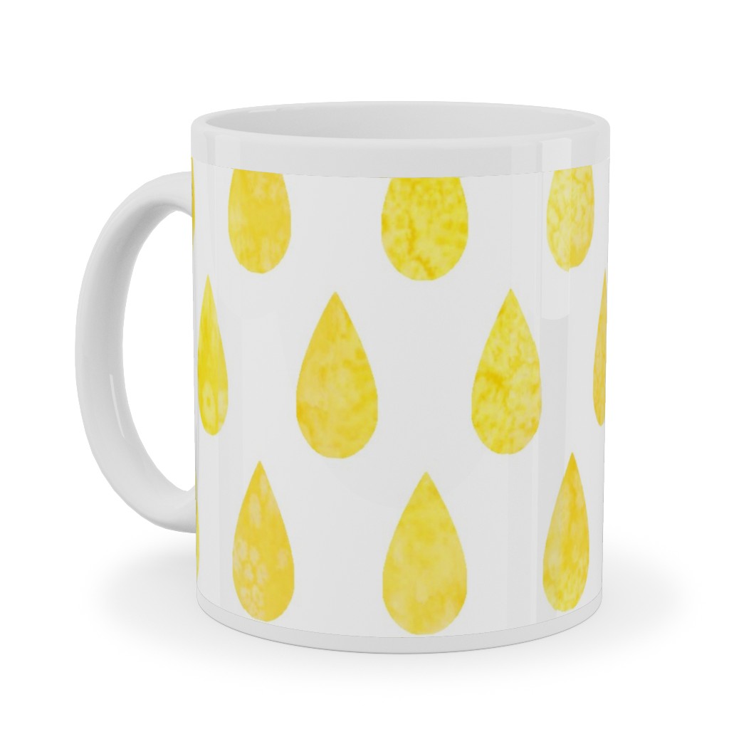 Drops Ceramic Mug, White, , 11oz, Yellow, Sunshine