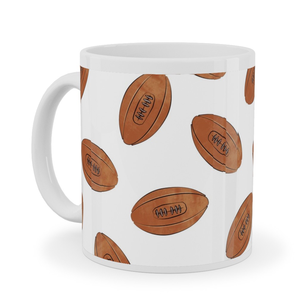 Vintage Football Ceramic Mug, White,  , 11oz, Brown