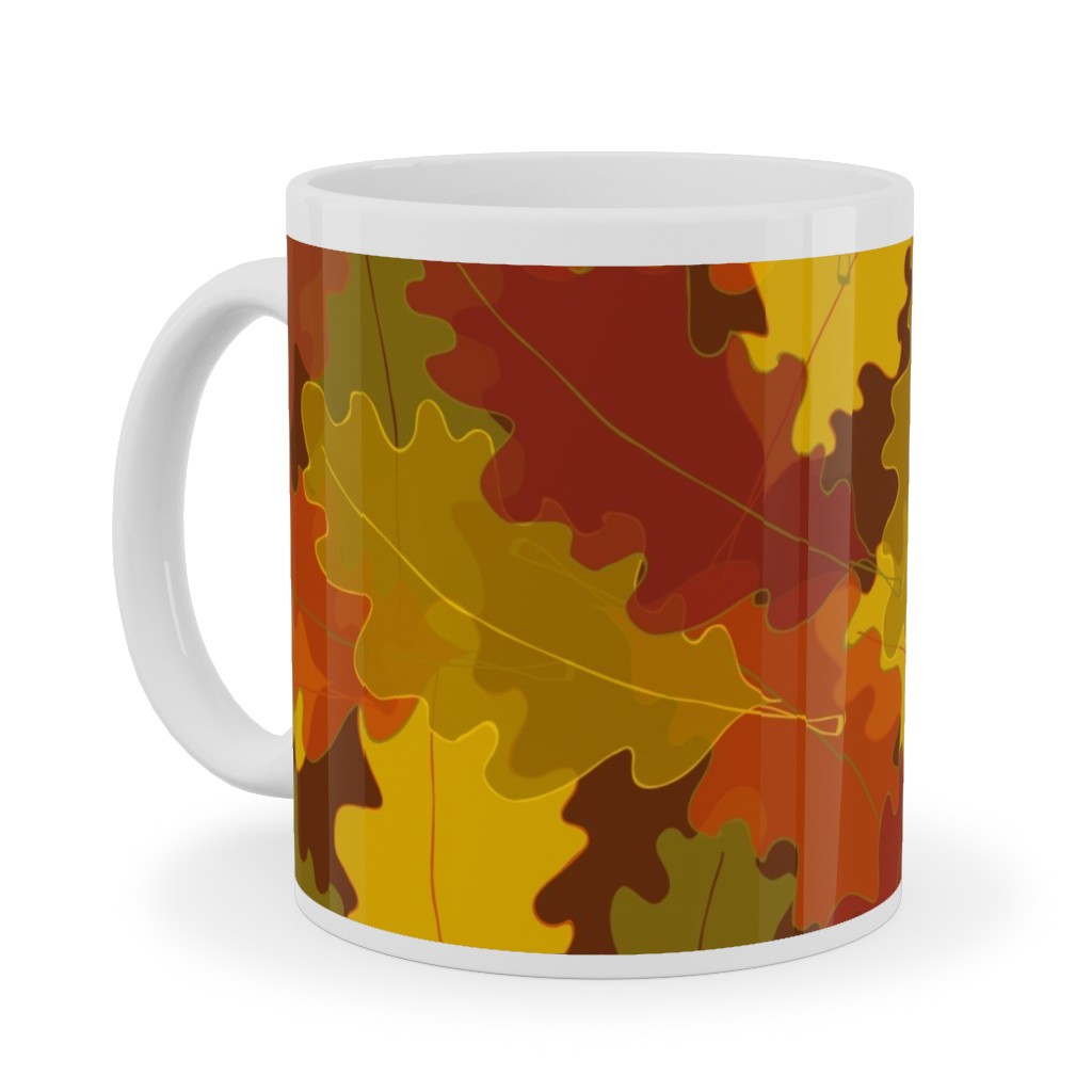 Oak Pile Ceramic Mug, White, , 11oz, Orange, Orange