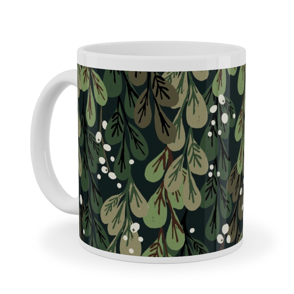 Mistletoe - Green Ceramic Mug, White, , 11oz, Green, Classic Green