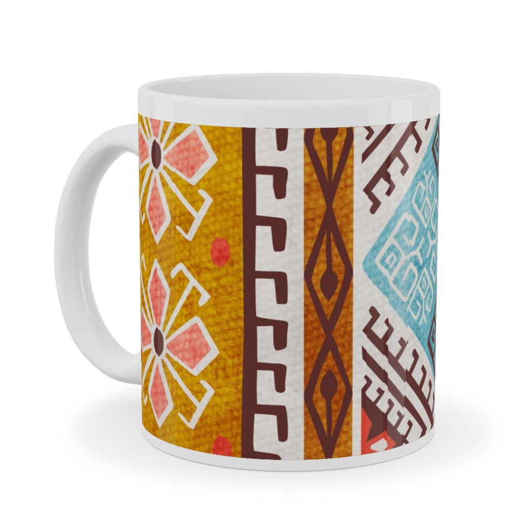 Grand Bazaar - Coral Spice Ceramic Mug, White, , 11oz, Multicolor