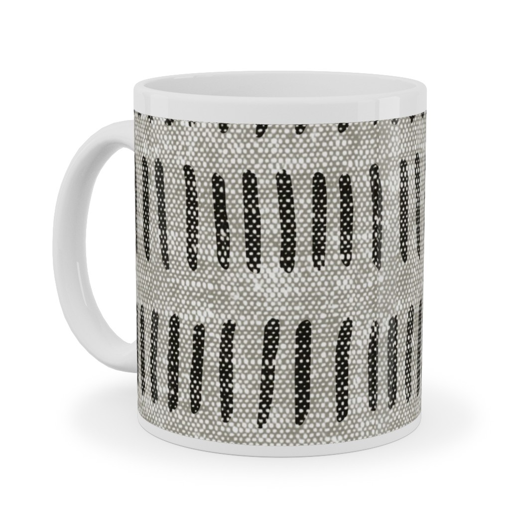 Modern Farmhouse Dash - Multi on Beige Ceramic Mug, White, , 11oz, Gray, Gray