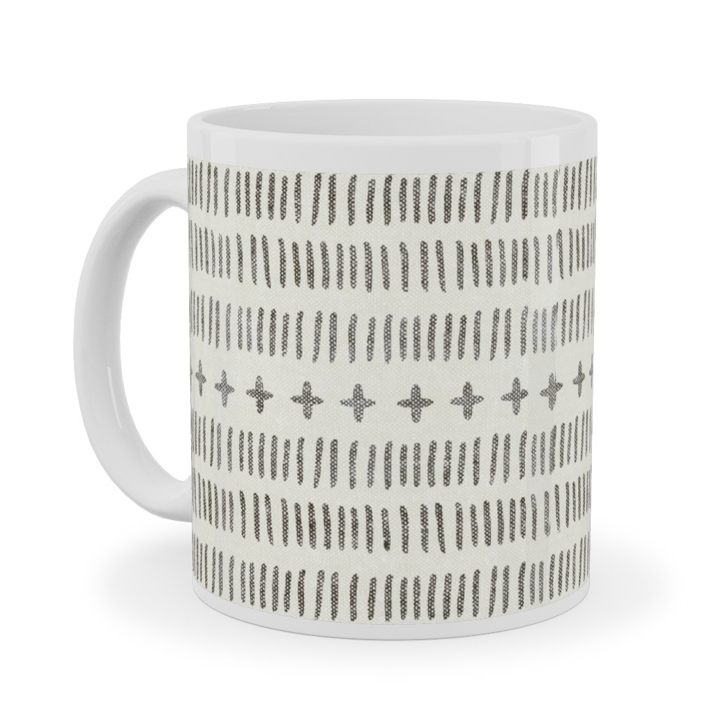 Modern Farmhouse Dash - Light Ceramic Mug, White, , 11oz, Beige, Pearl